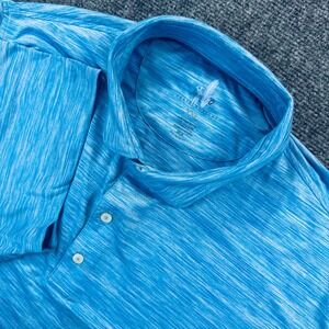 Johnnie-O Huron Featherweight Polo Shirt Mens 2XL Blue Space Dye UPF 50 JMPO4690
